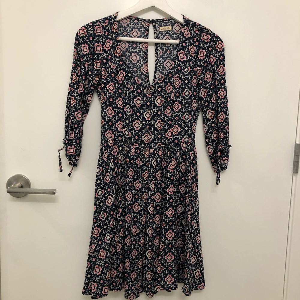 Hollister Navy & Pink Geometric Dress